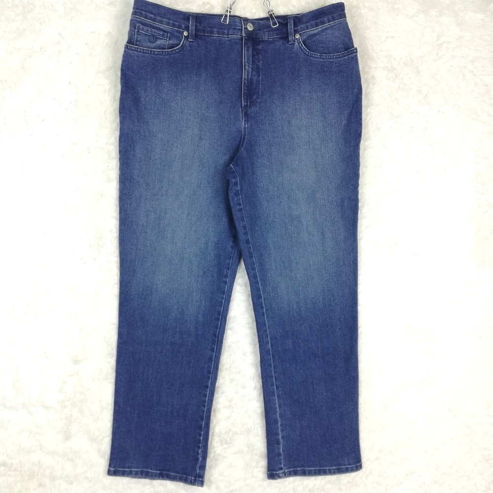 Gloria Vanderbilt Womens Jeans Amanda Straight Blue Denim High Plus Short 18